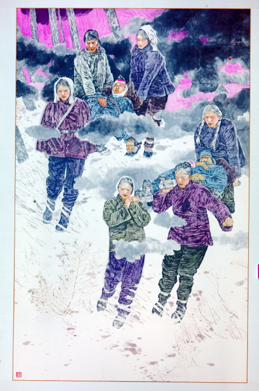 梁文博《沂蒙六姐妹》国画 400cm×260cm