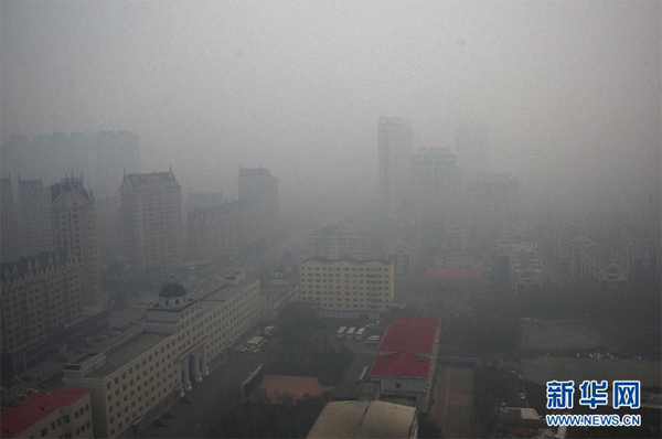 哈尔滨市区发生重度雾霾 中小学停课 部分