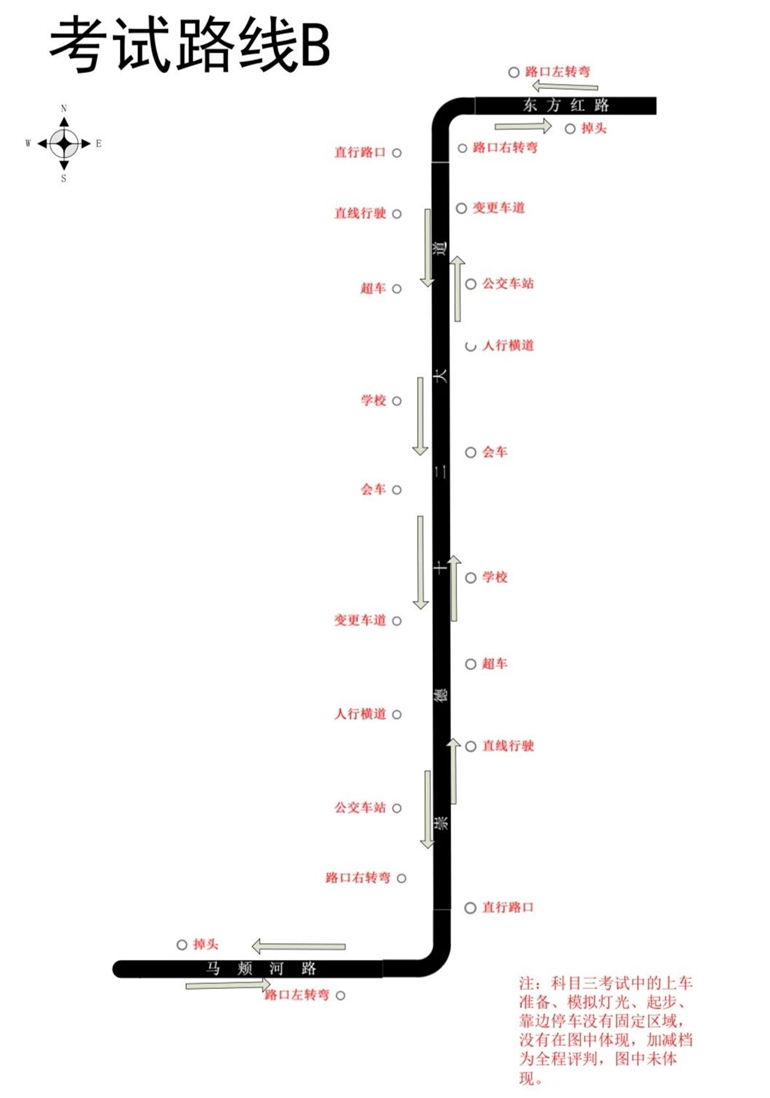 德州市公安局车辆管理所科目三考试路线a 小型车(c1,c2,c5)