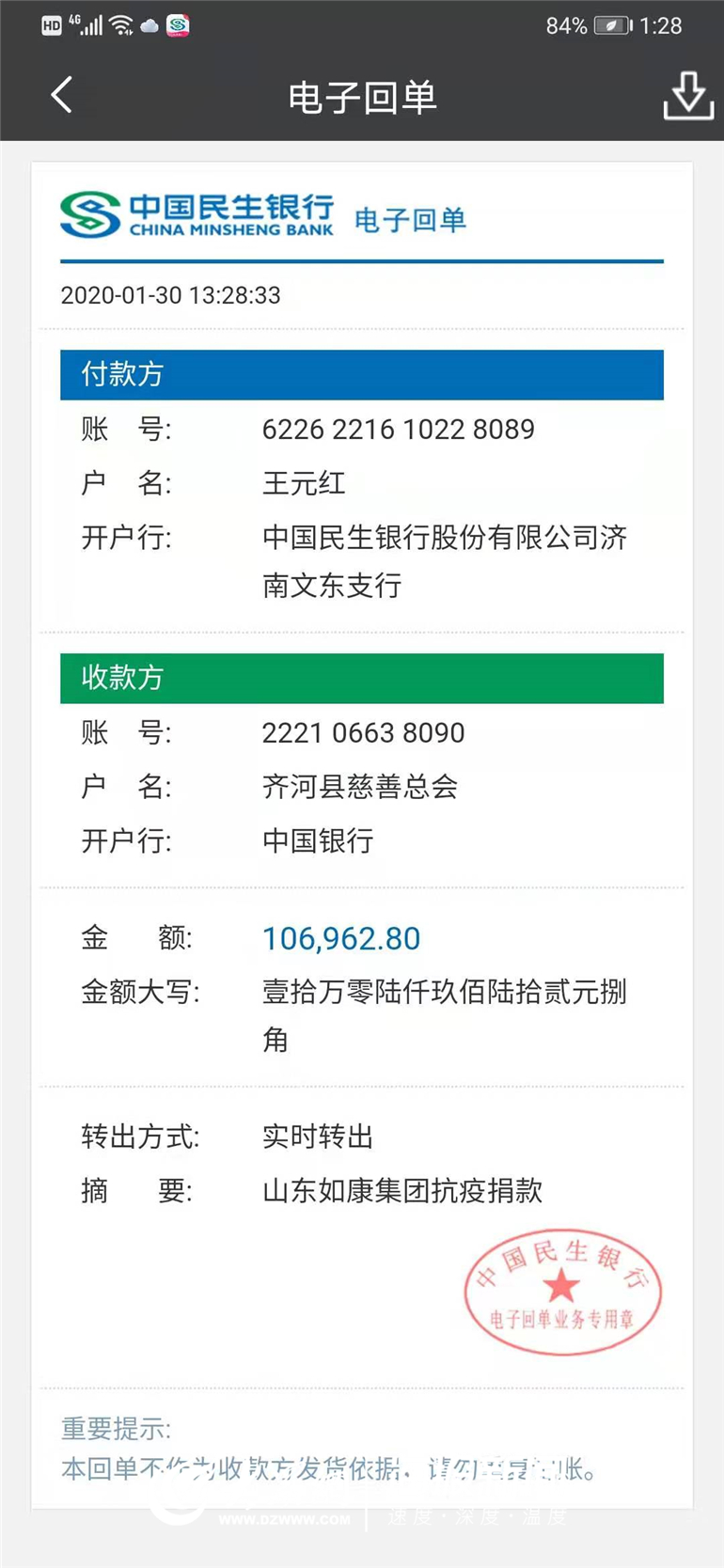 抗擊疫情 山東如康集團員工自發捐款10萬元